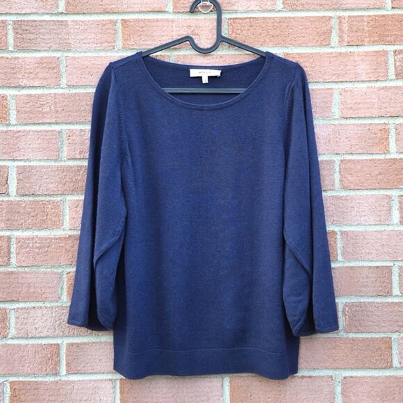 Milly Petal Sleeve Scoop Neck Sweater Size Large Blue - Picture 1 of 6